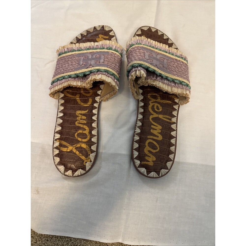 Sam Edelman Women's Georgia Slide Sandals Size 8 Raffia  Fringe & Woven - Picture 2 of 5